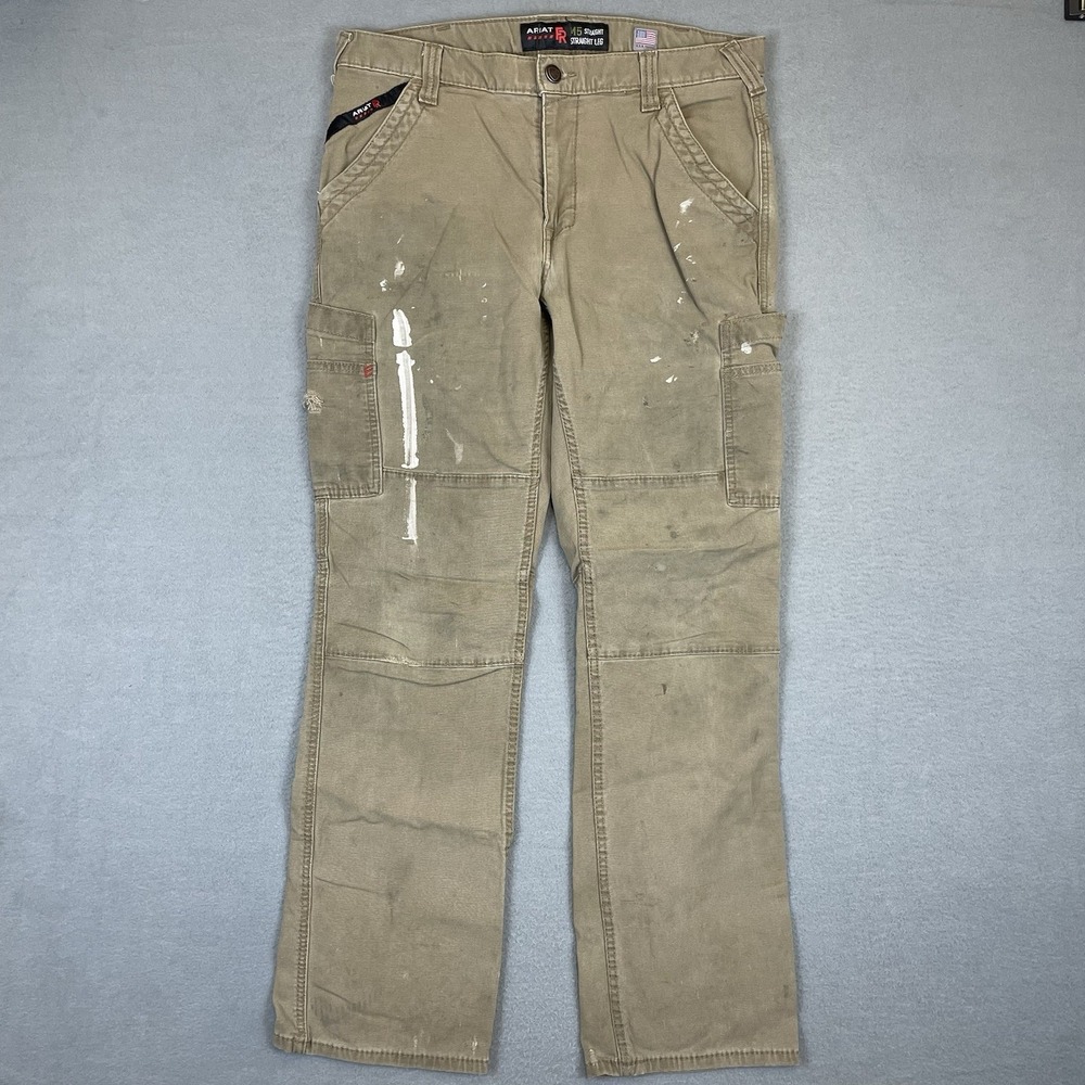 Ariat FR M5 Straight Leg Work Pants Mens 34x30 Gray Flame Resistant Canvas